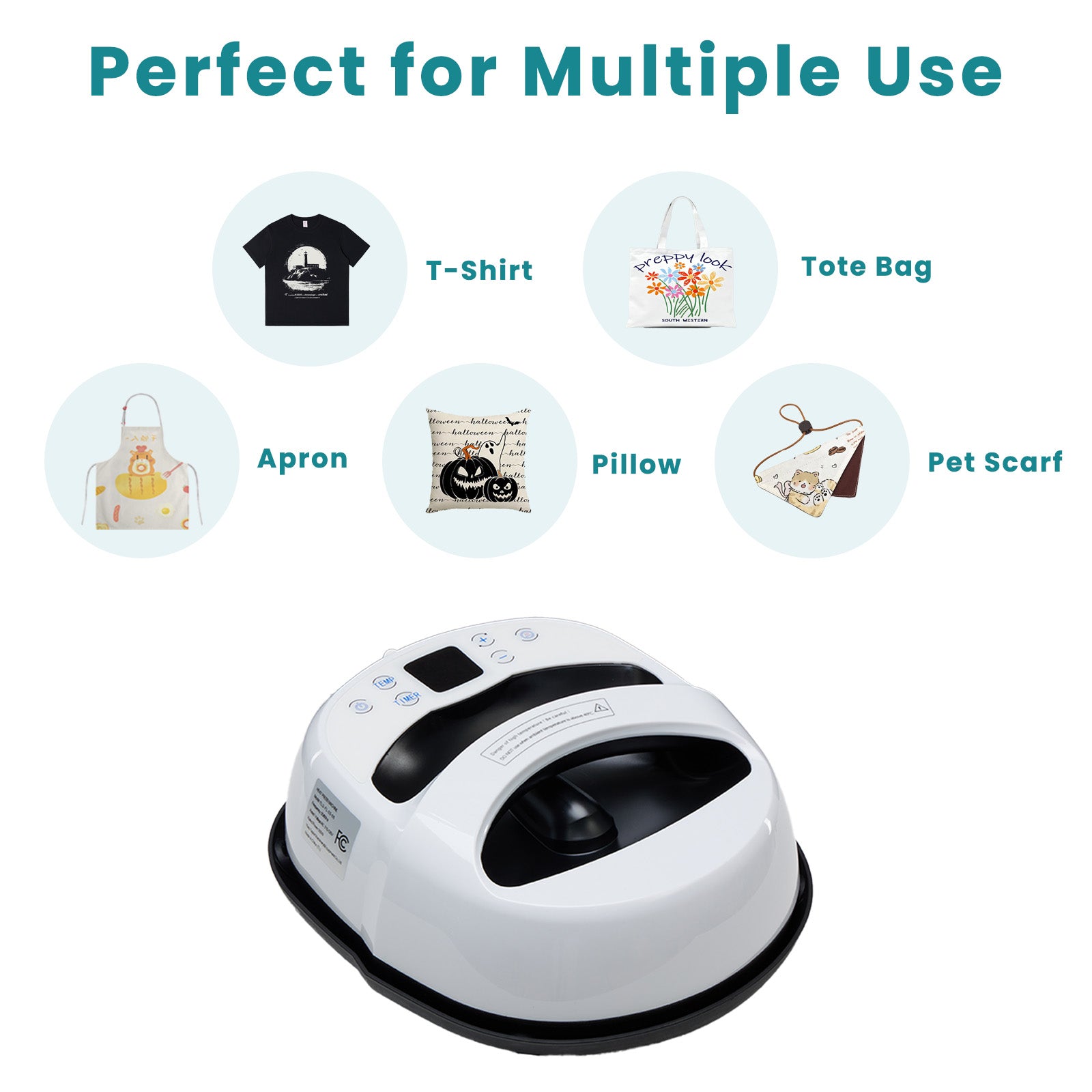 edx T-Shirt Heat Press, Portable Easy-Press Heat Transfer Machine, 0-450°F Temperature Control with LCD Display, Suitable for T-Shirts, Tote Bags, Pillows, Aprons, and More