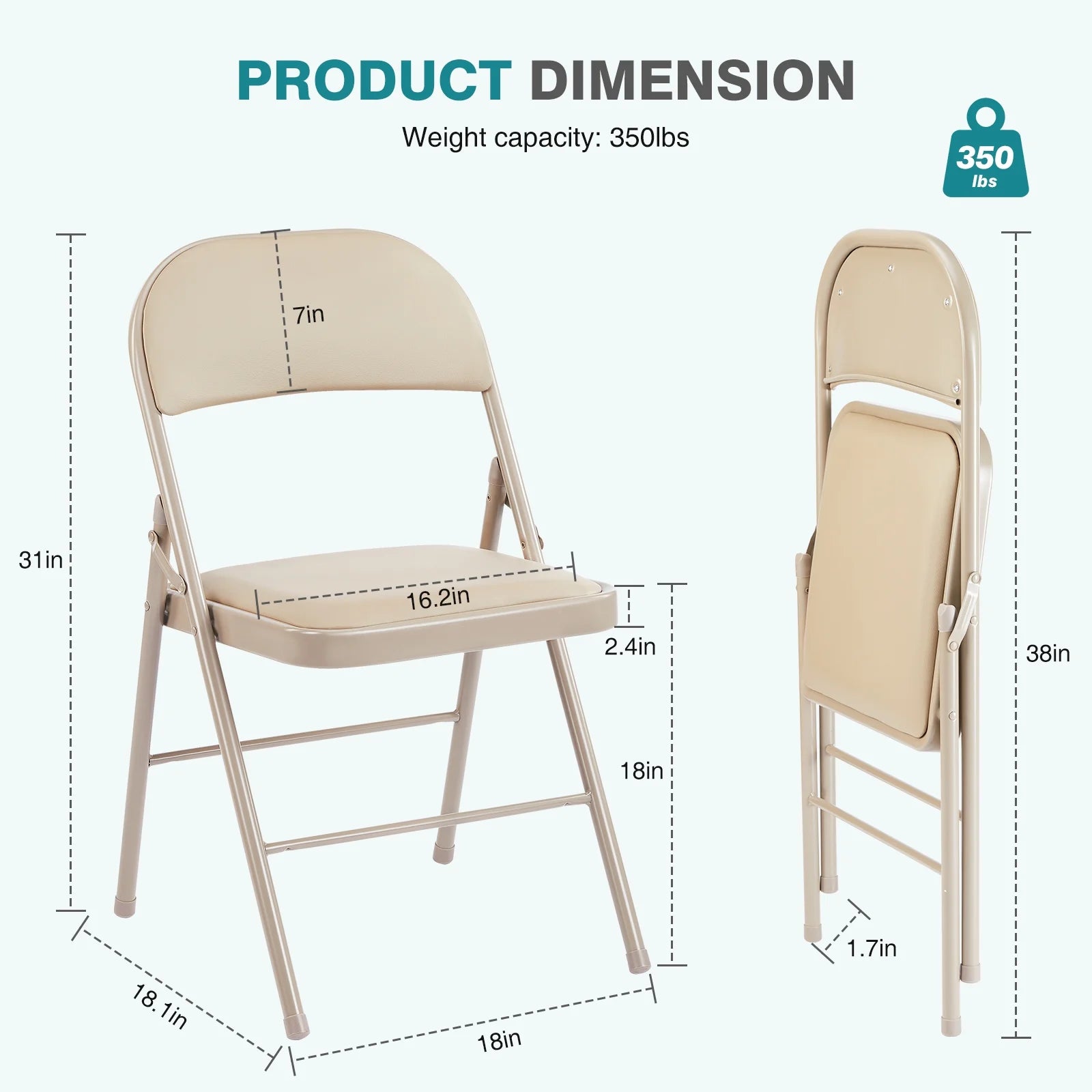 EDX Folding Chair with Sturdy Metal Frame, High-Density Padding, and Water-Resistant PU Leather - Ideal for Meetings, Gatherings, and Events