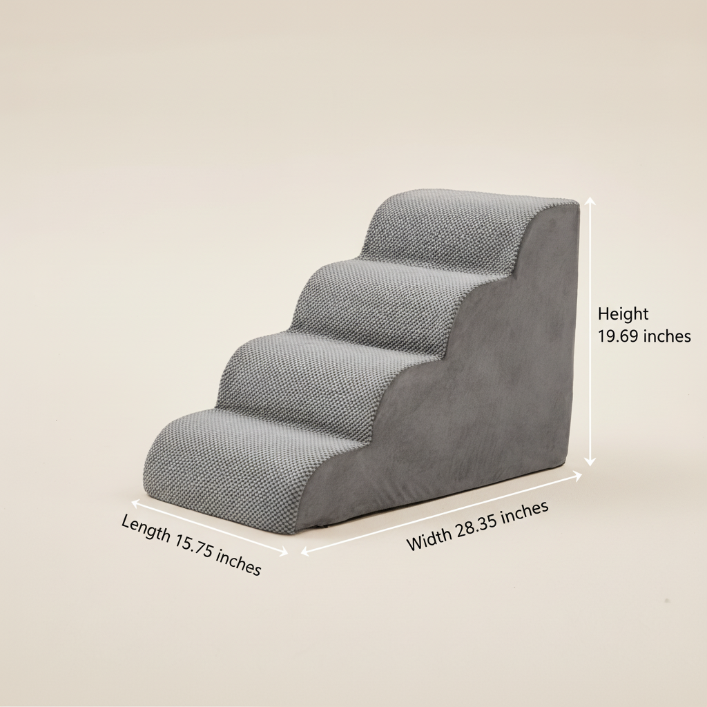 Edx Rounded-Corner Foldable Foam Dog Stairs with Rounded Edges - 3/4/5 Step Non-Slip Pet Ramp for Small/Medium Dogs, Fits Beds & Sofas
