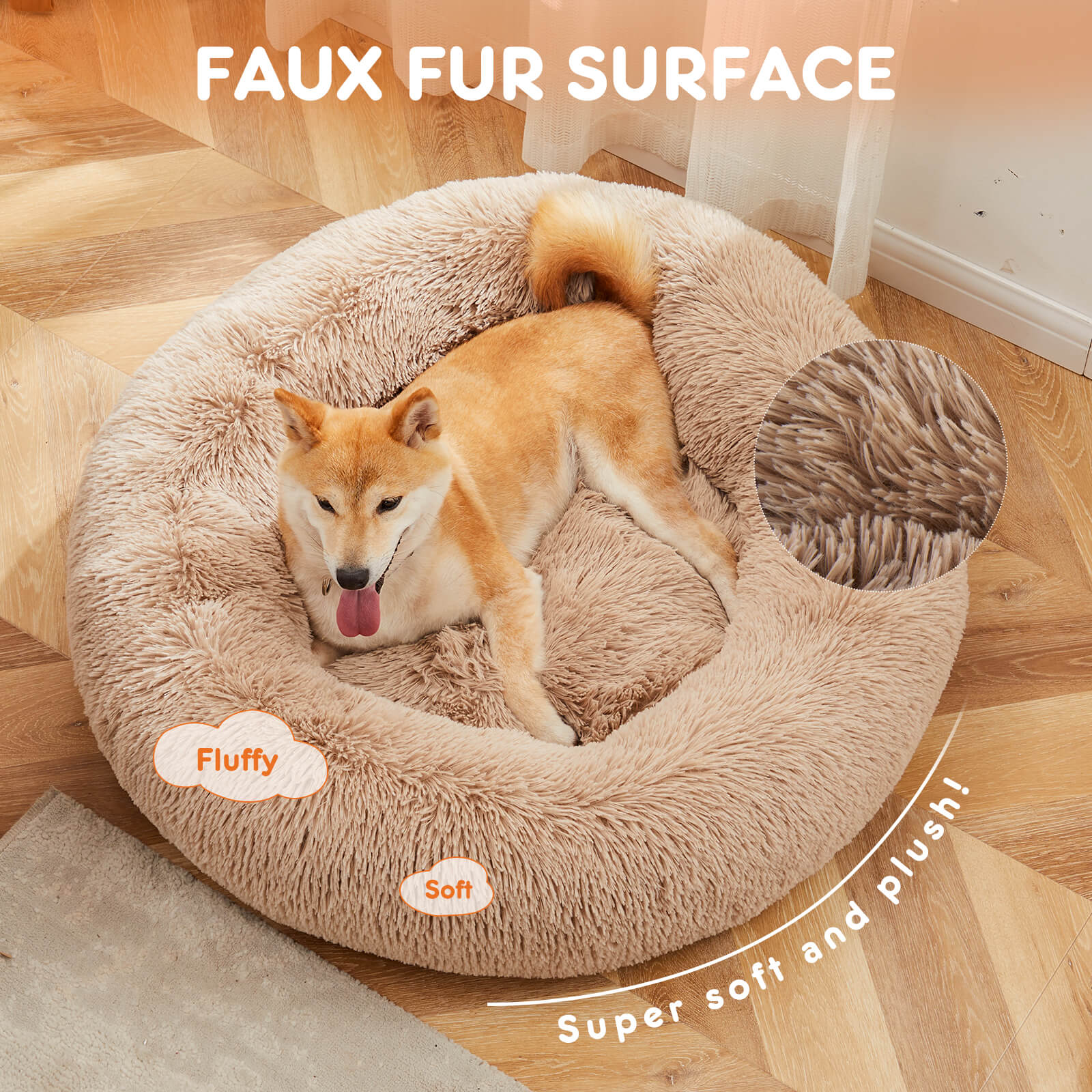 Dog Bed-Soft and Comfortable, Washable, Donut Shape, Multiple Sizes, Suitable for Cats and Dogs and Other Pets