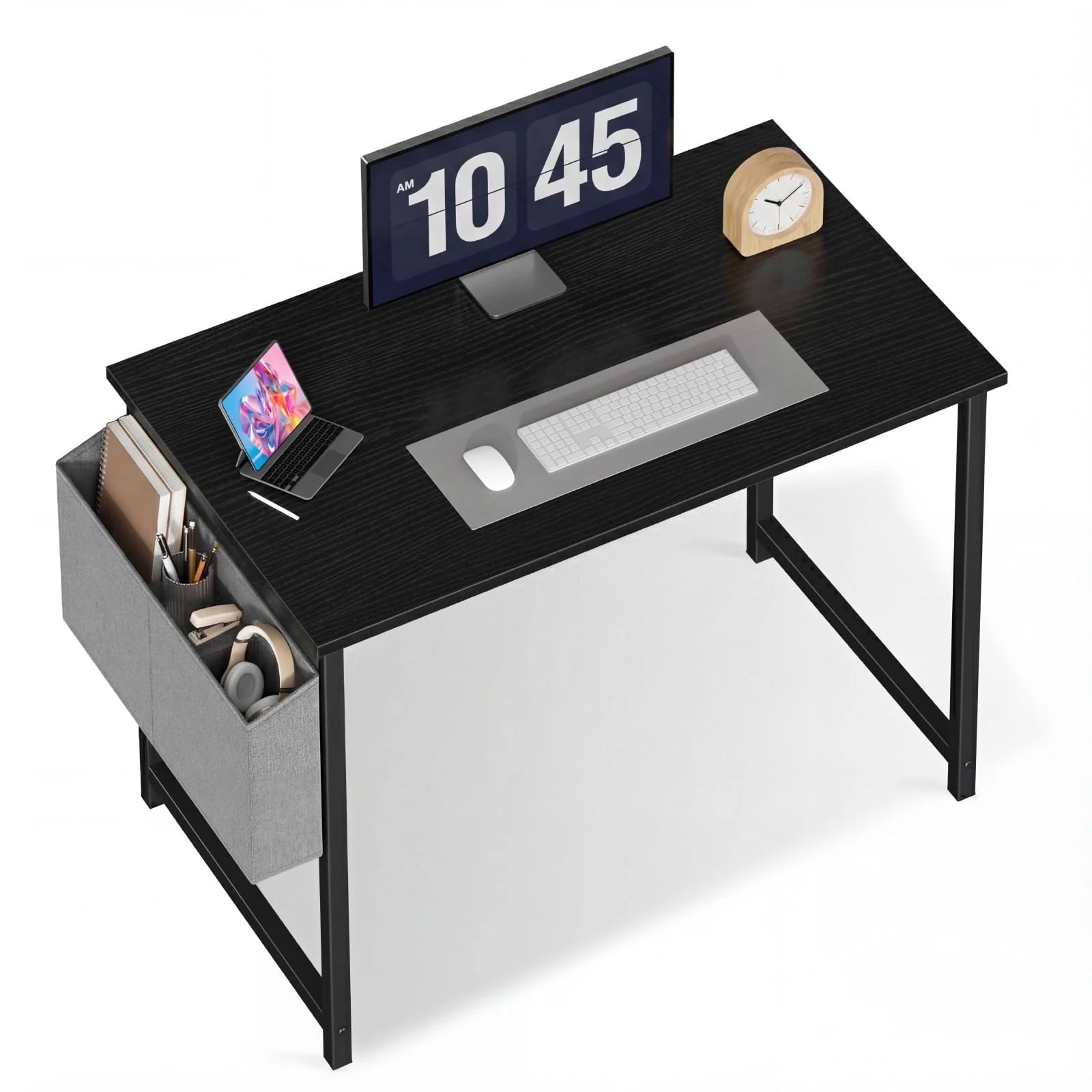 EDX Computer Desk with Metal Frame & Side Storage Bag – Modern Writing Table for Home Office or Study