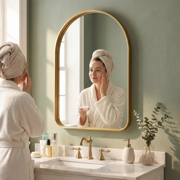 EDX Bathroom Mirror Wall Mirror with Arched Metal Frame