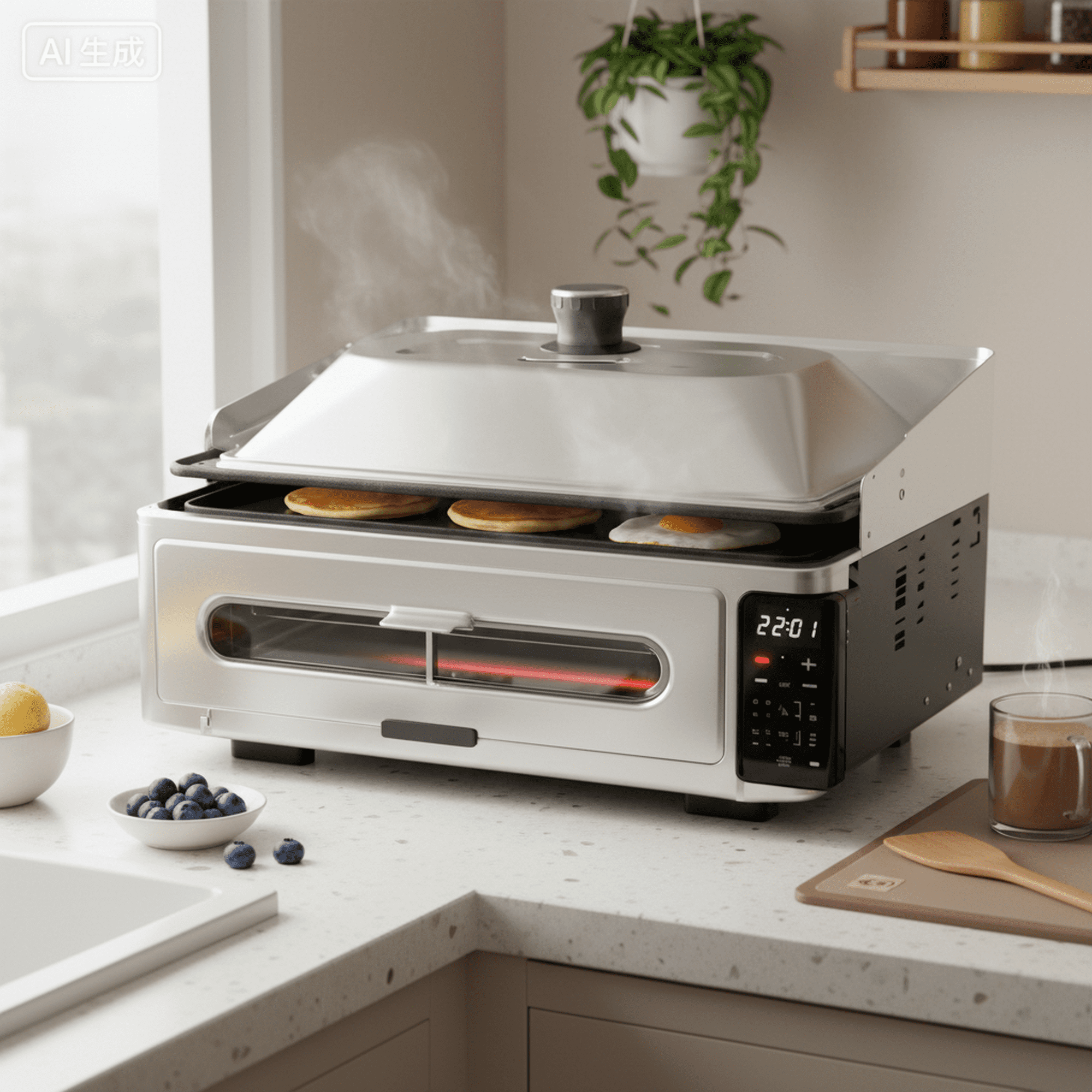 edx Commercial Electric Griddle, Teppanyaki Grill Stainless Steel, Easy to Clean, Suitable for Home, Restaurant