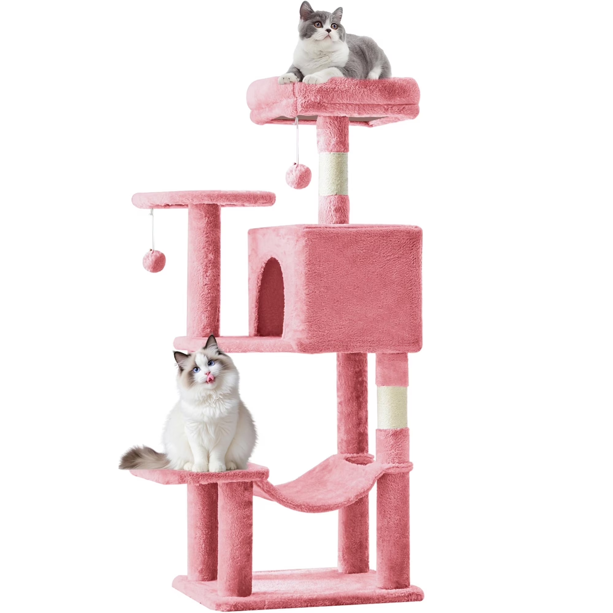 edx Cat Tree Tower for Indoor Cats, Multi-Level Pet Furniture with Sisal Scratching Post, Large Cozy Condo, Climbing Ramp, Kitten Toy