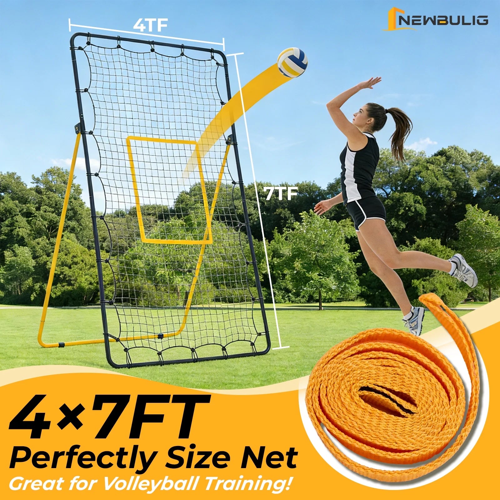 EDX Volleyball Rebounder Net with Travel Bag, Adjustable Angle Training Equipment for Solo Practice & Team Drills