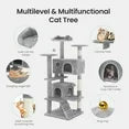 EDX 54" Cat Tree Tower for Indoor Cats, Multi-Level Pet Furniture with Sisal Scratching Post, Large Cozy Condo, Climbing Ramp, Kitten Toy