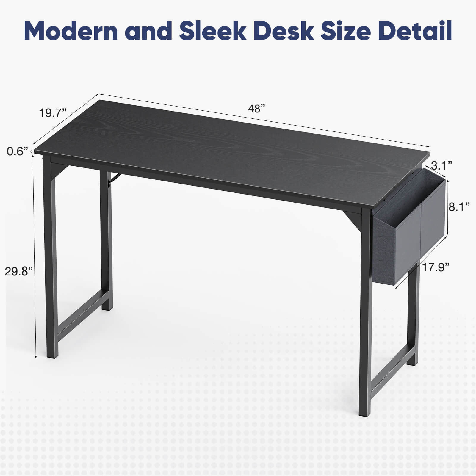 Computer Desk - 32/40/47/55/63 inch Student Kids Study Wooden Desk with Headphone Hook and Storage Bag for Bedroom, Living Room, Study Room