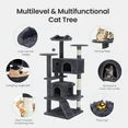 EDX 54" Cat Tree Tower for Indoor Cats, Multi-Level Pet Furniture with Sisal Scratching Post, Large Cozy Condo, Climbing Ramp, Kitten Toy