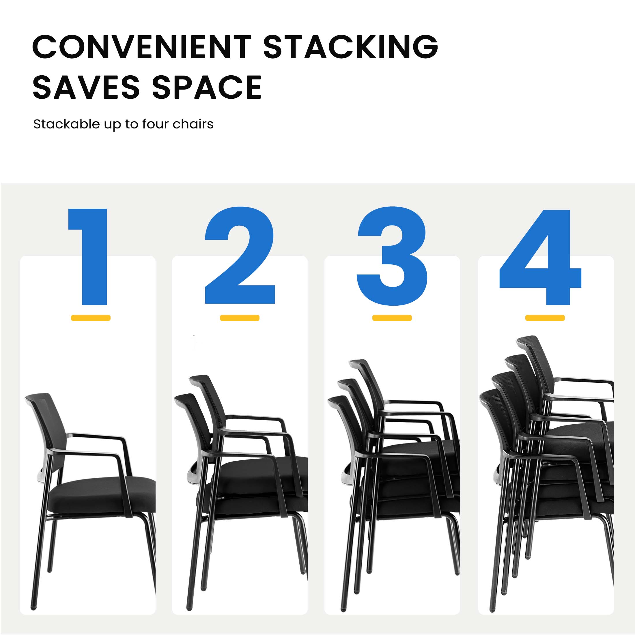 Mesh Back Arm Upholstered Fabric, Sturdy Metal Stacking Chairs, Easy to Use and Store, Outdoor and Indoor, for Home