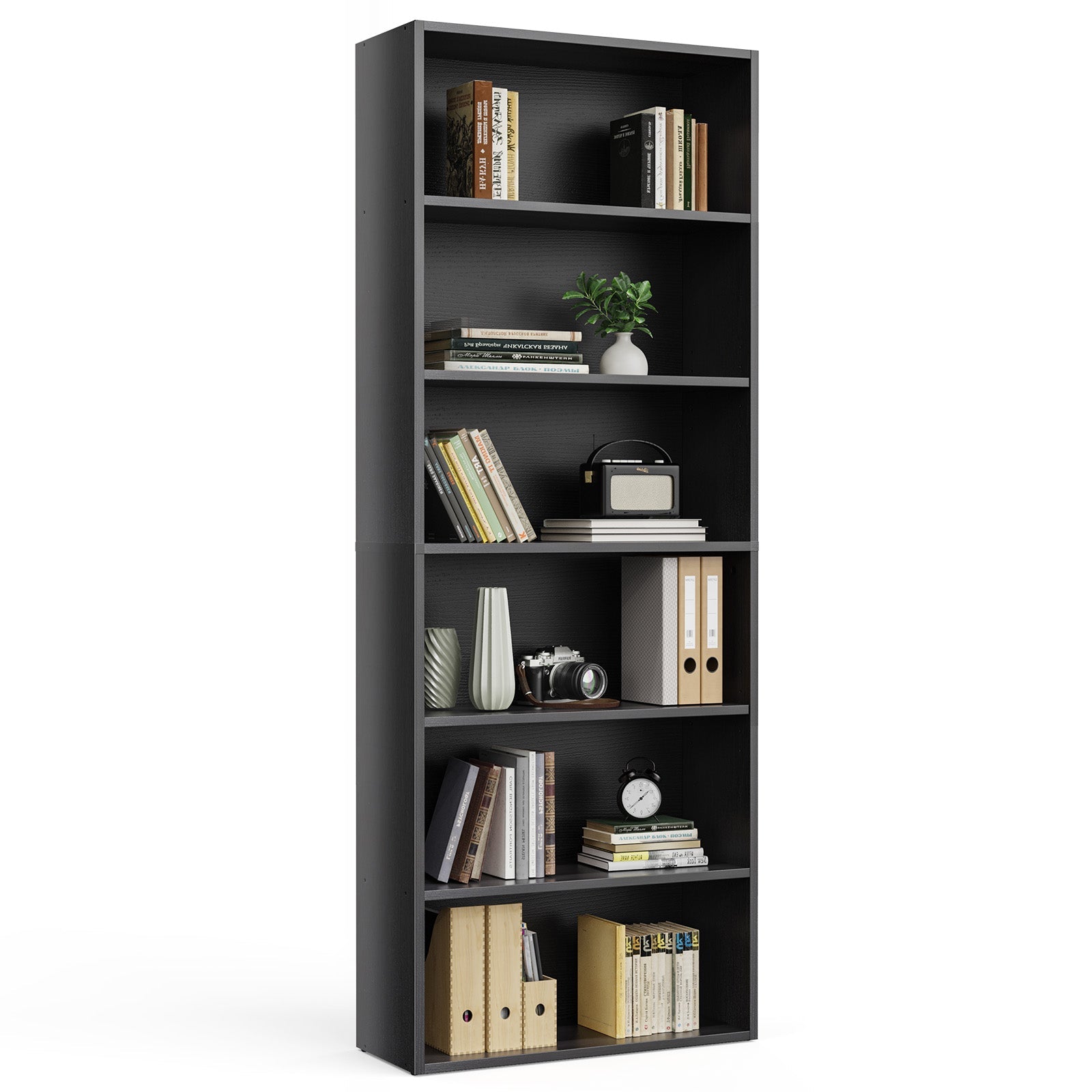 edx Bookcase Storage, 53 Inch Large Tall Floor Standing Open Bookshelf for Home Office, Living Room, and Bedroom