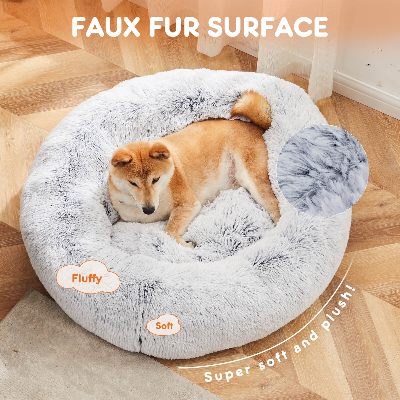 Dog Bed-Soft and Comfortable, Washable, Donut Shape, Multiple Sizes, Suitable for Cats and Dogs and Other Pets