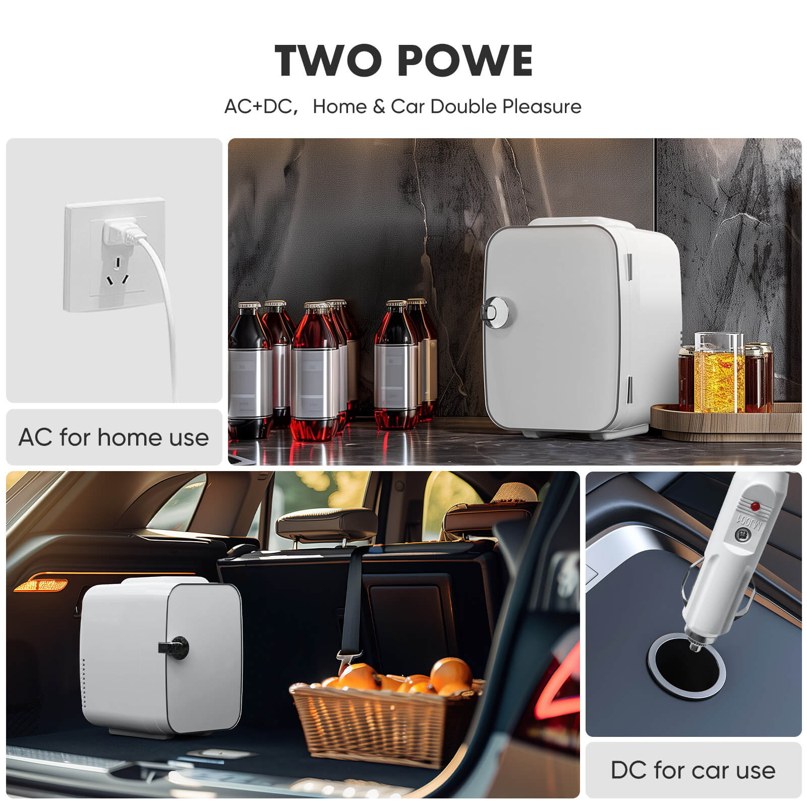 Portable 4 litre mini fridge - hot and cold, can store skin care products, food, etc., suitable for home, office, car refrigerator