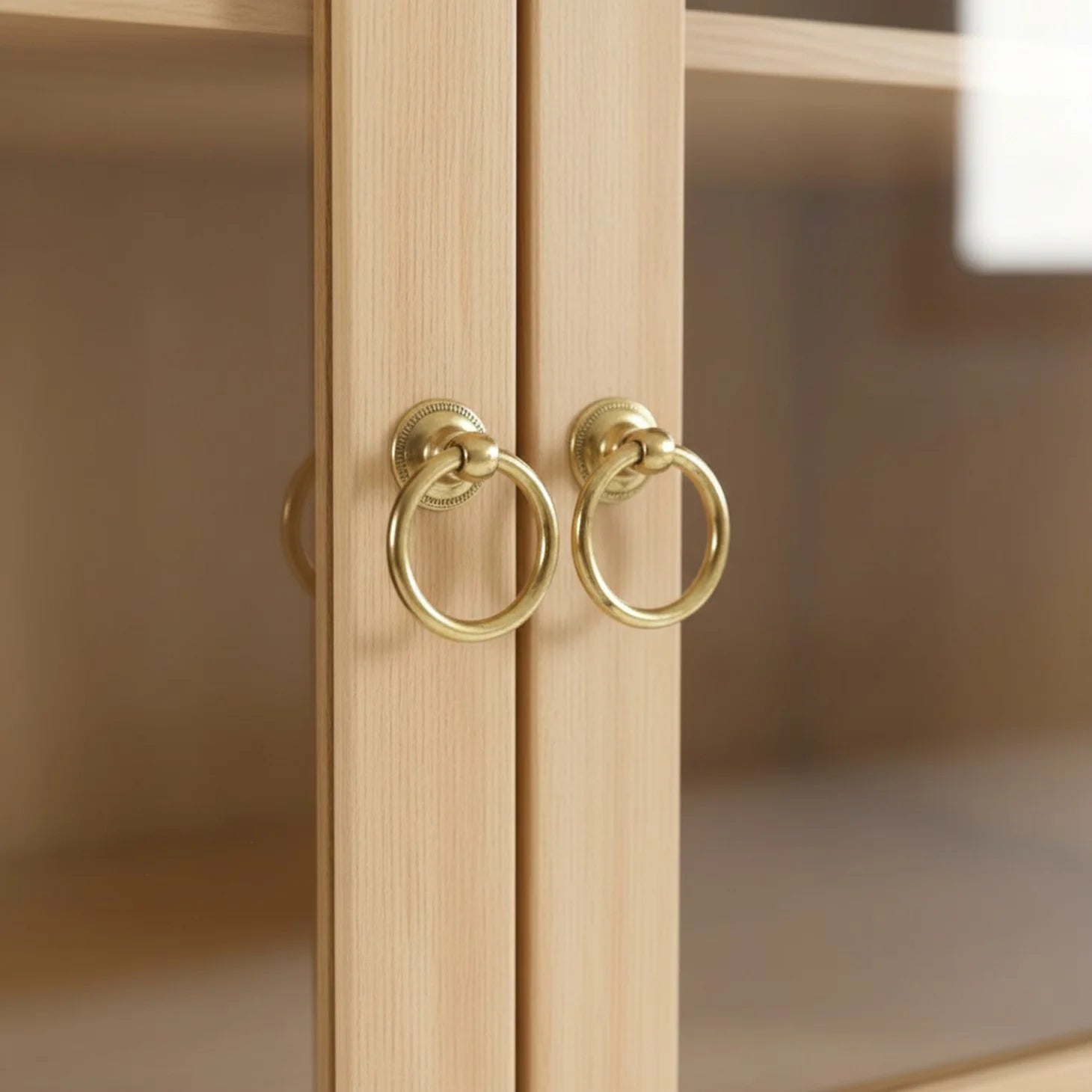 EDX 71" Wood Tall Storage Display Cabinet with Rounded Arched Top in Oak, 2 Doors