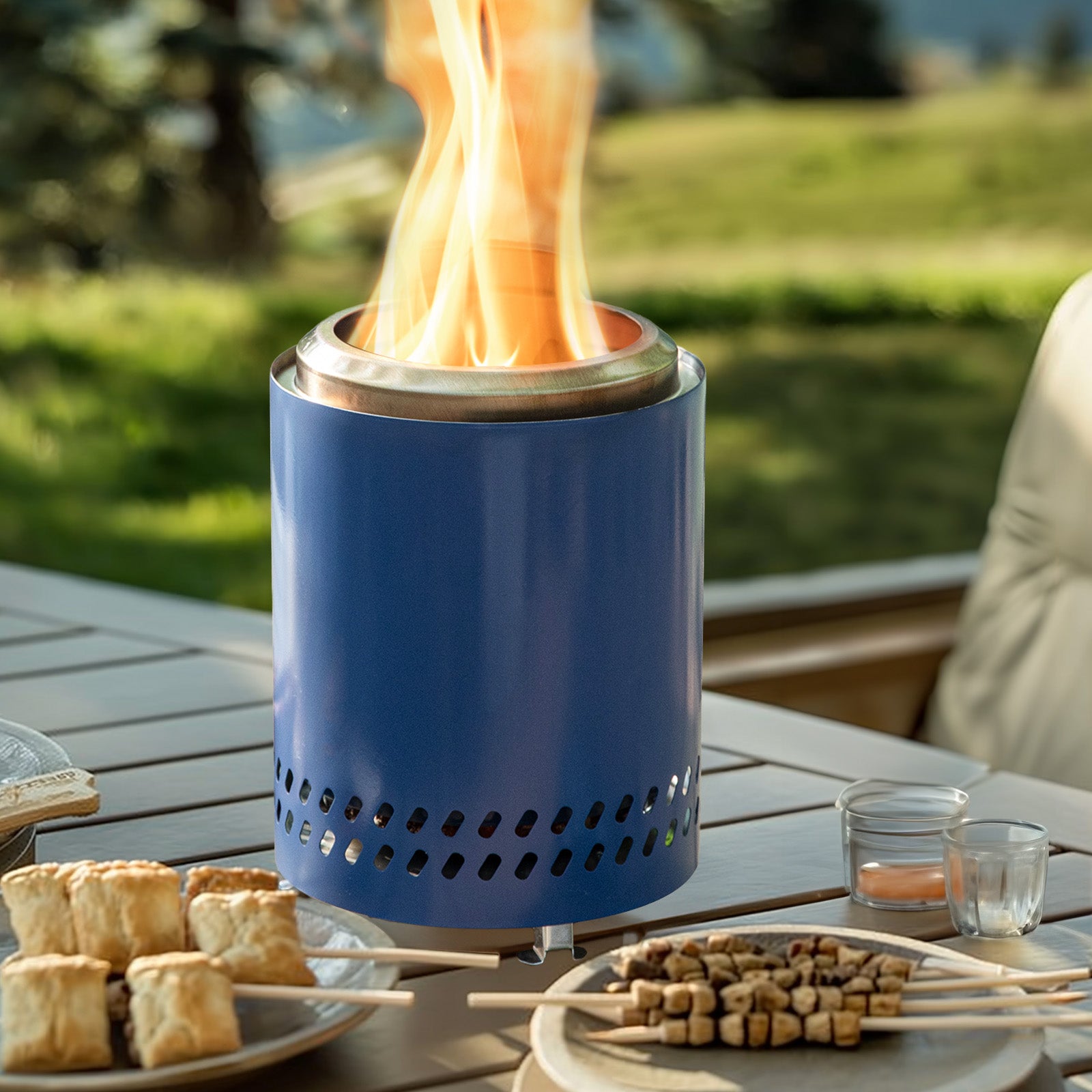 7 Inch Solo Stove, Smokeless Portable Stainless Steel Firepits with Foldable Leg and Removable Ash, for Outdoor, Camping and Patio