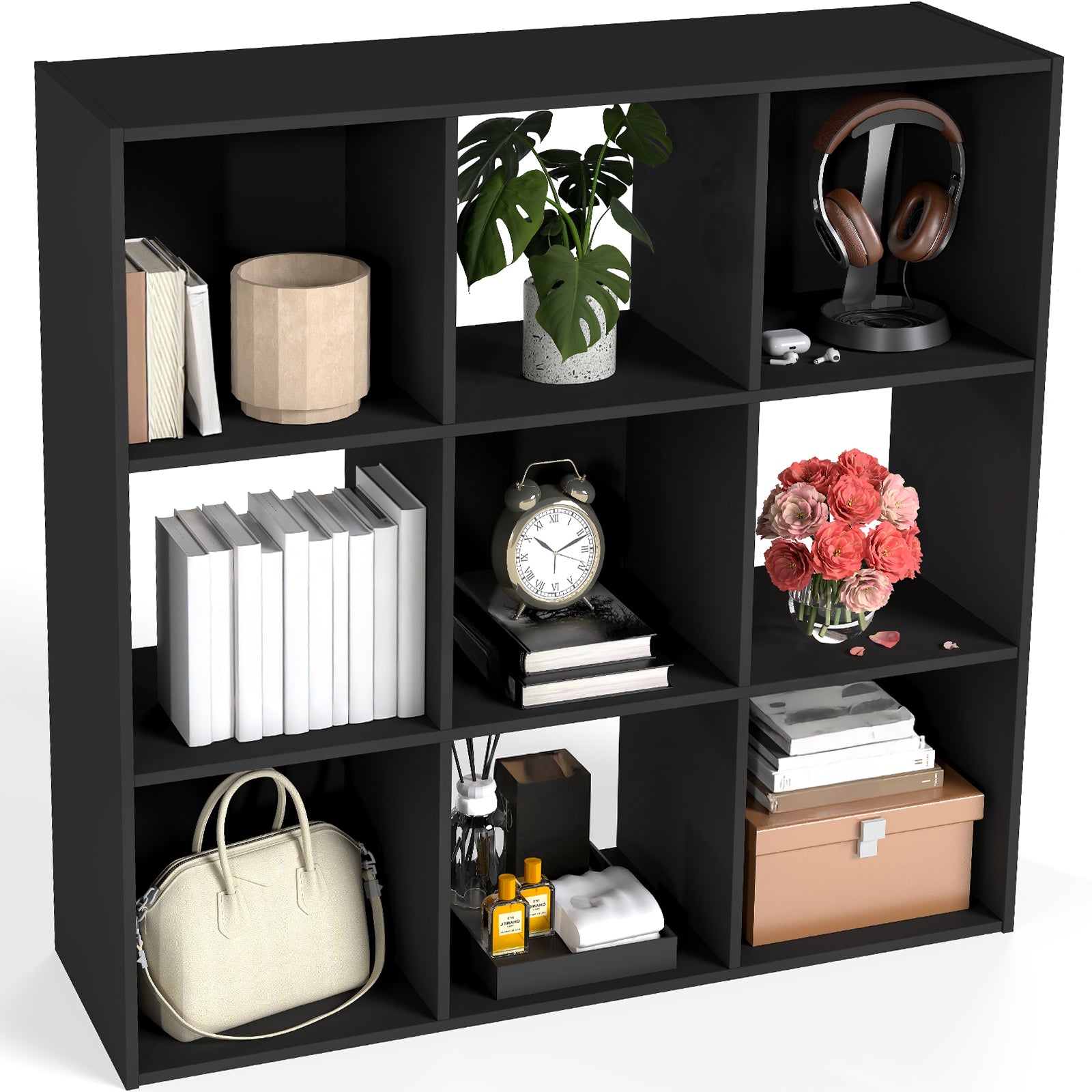 EDX Storage Organizer,  Open Cube Storage Bookcase with 3 Removable Back Panels for Living Room, Bedroom & Office