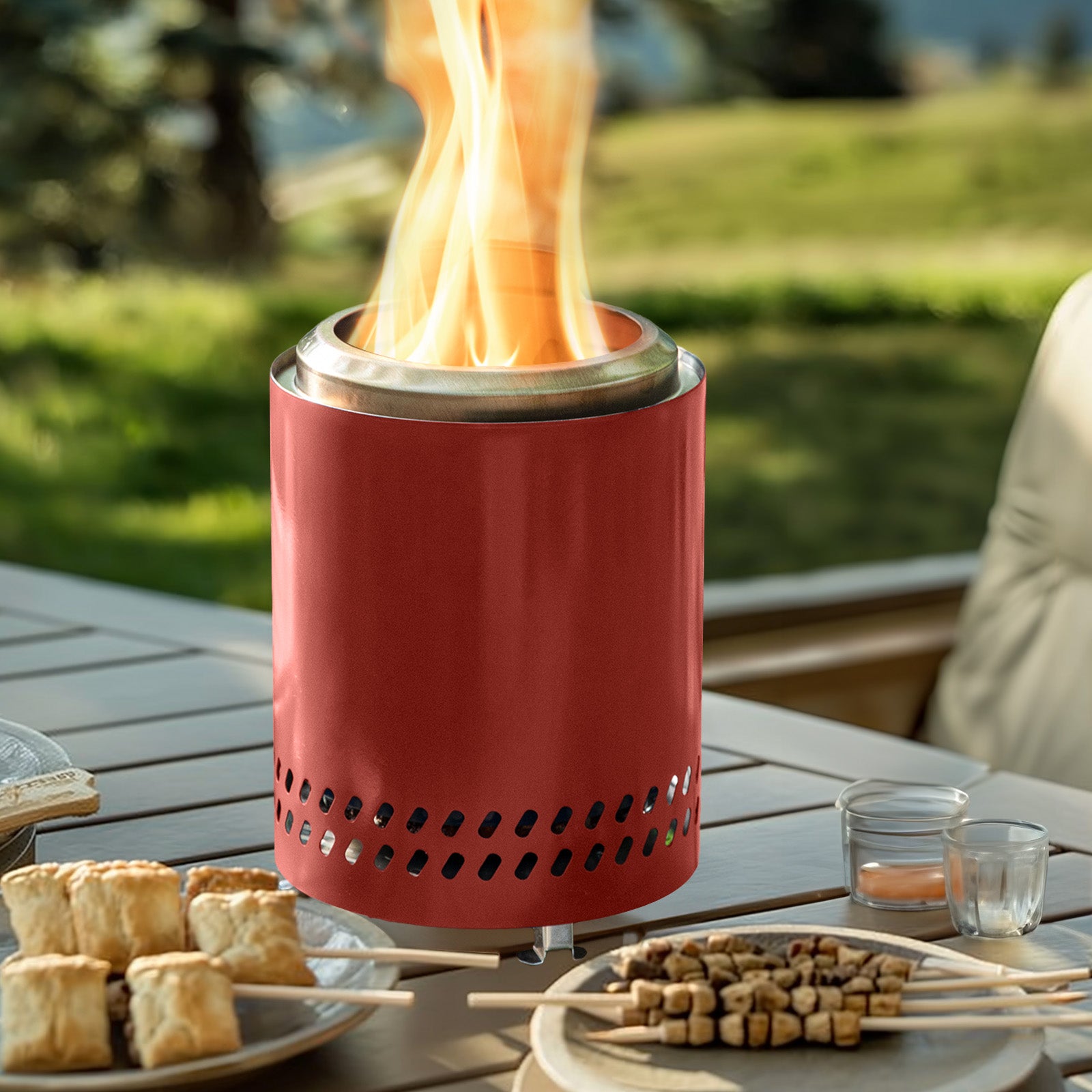 7 Inch Solo Stove, Smokeless Portable Stainless Steel Firepits with Foldable Leg and Removable Ash, for Outdoor, Camping and Patio