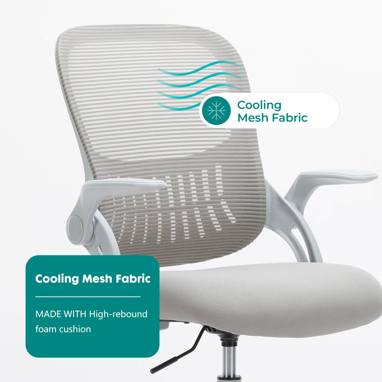 Office Computer Desk Chair, Ergonomic Chair with Flip-up Armrests and Lumbar Support, Height Adjustable, Breathable Mesh Back