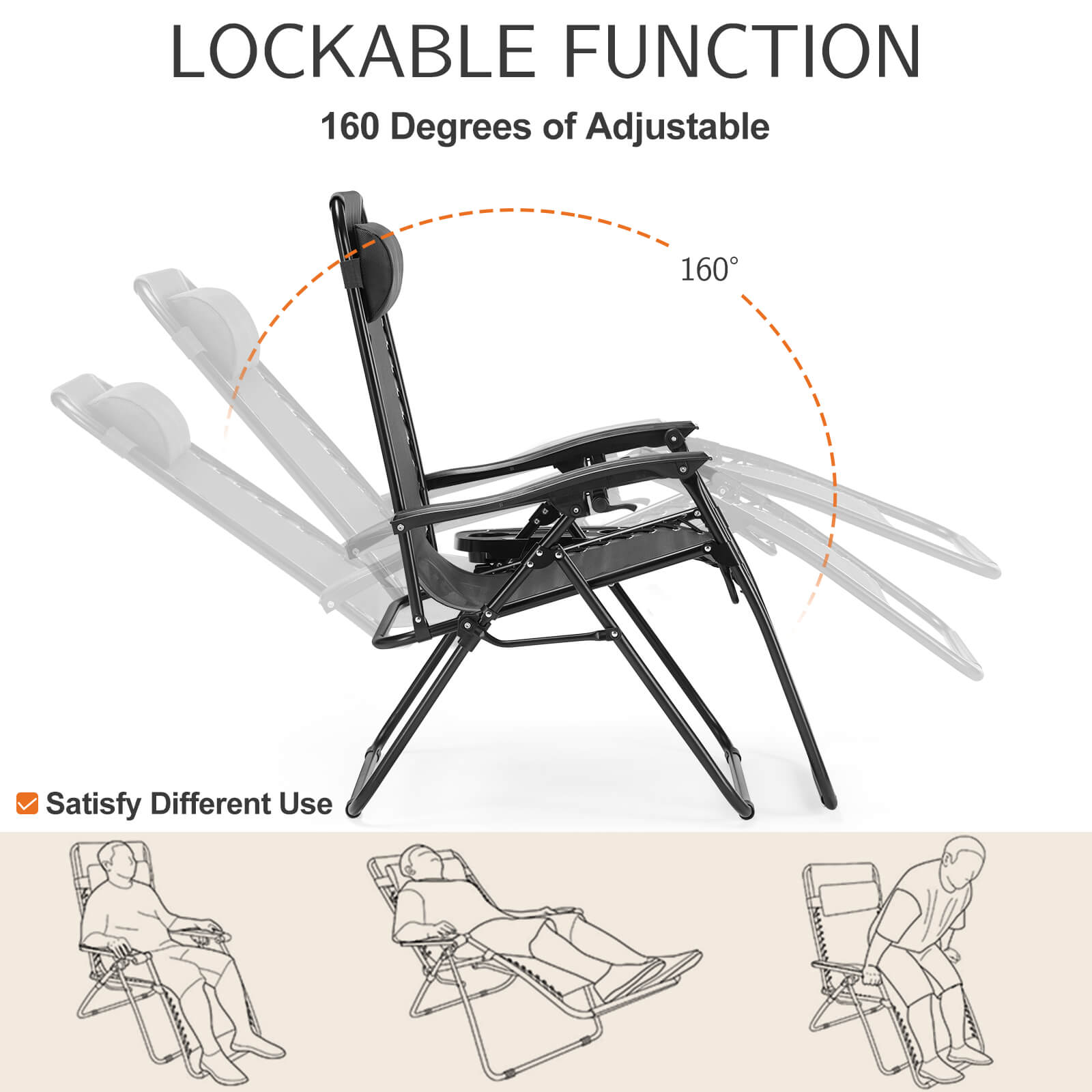 Zero Gravity Chairs - Set of 2 portable recliners with adjustable steel mesh for beach, camping, patio and lawn.