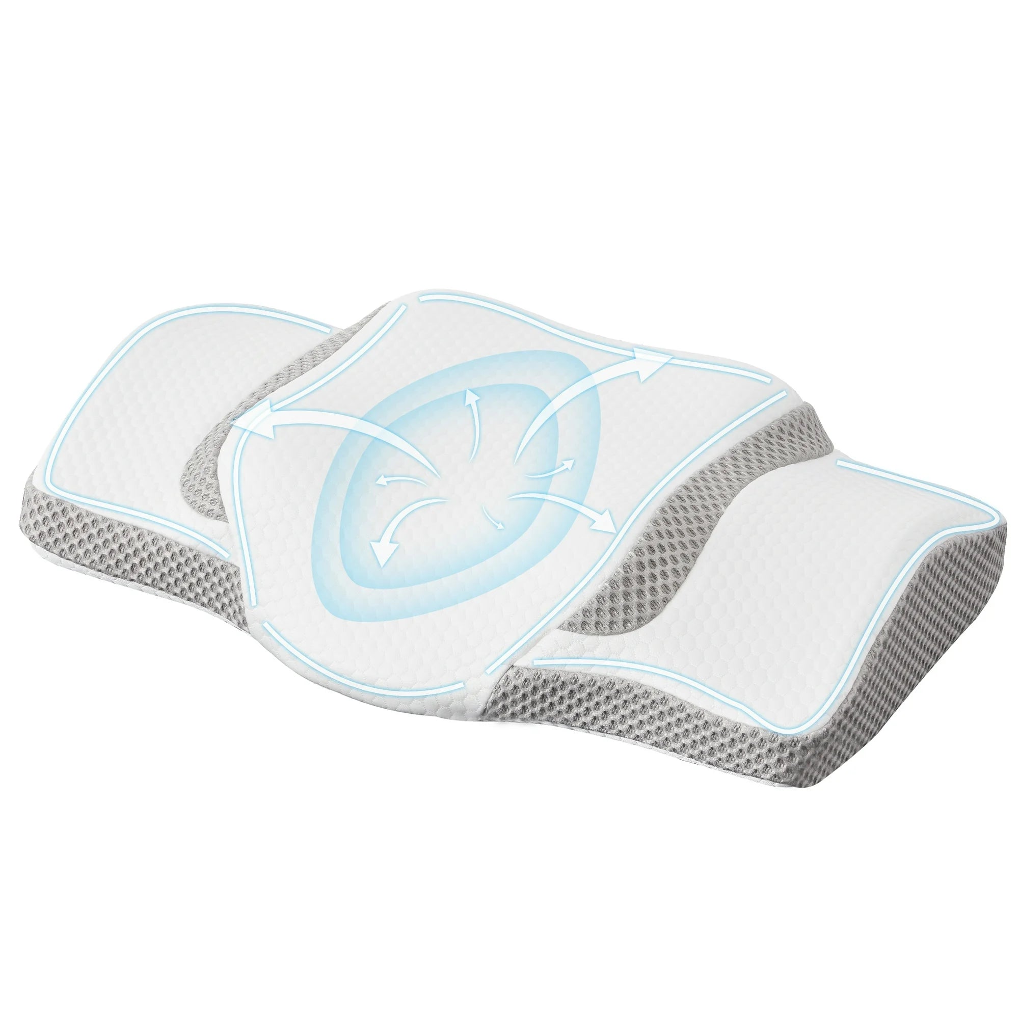 EDX King Size Square Cervical Pillows Memory Foam Double-Sided Pillow for Neck Pain Relief- Removable Cover,White and Gray