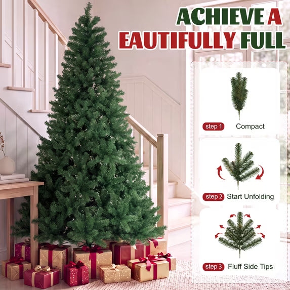 edx Artificial Christmas Tree, Green Artificial Xmas Tree, With Branch Tips & Foldable Base, For Home, Office, Party Decoration