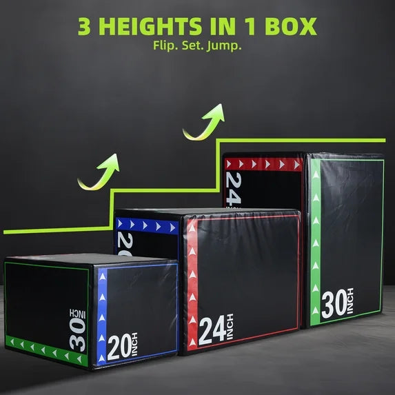 EDX 3-in-1 Foam Plyometric Jump Box for Home Gym with Multiple Height Options – Versatile Plyo with Non-Slip Surface for Strength, HIIT, Step-Ups, and Agility Training