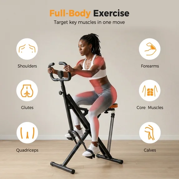 EDX Deep Squat Machine for Home, 330 lbs Capacity, 66 lbs Adjustable Resistance, Full Body Workout Rower, Foldable Design