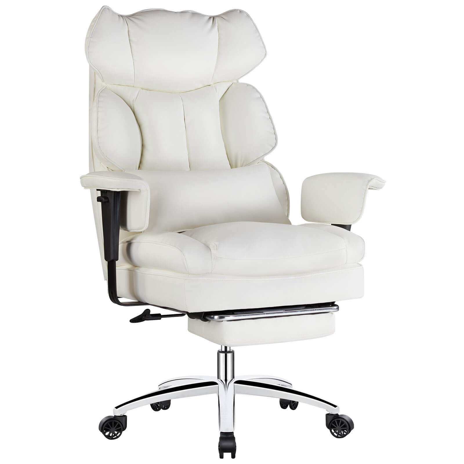 Office Computer Chair - High Back PU Leather Taipan Swivel Chair with Ergonomic Leg Rest and Lumbar Support, Height Adjustable