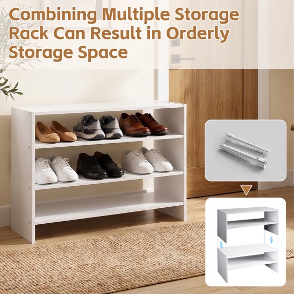 EDX 2‑Tier Storage Shelf, 31‑inch Wide Floor Mount Organizer, Space‑Saving Rectangular Unit for Closet Bedroom Living Room