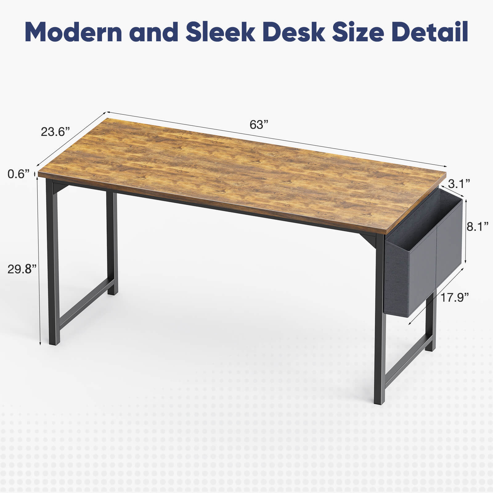 Computer Desk - 32/40/47/55/63 inch Student Kids Study Wooden Desk with Headphone Hook and Storage Bag for Bedroom, Living Room, Study Room