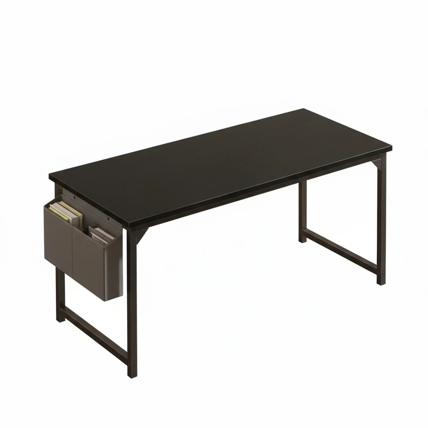 edx Home Office Desk, Computer Desk with Storage Bag & Hook, Waterproof Top & Metal Frame, Modern Simple Study Writing Table for Bedroom