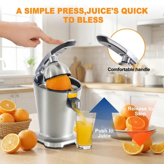 EDX Cone Citrus Juicer, 60dB Quiet Operation, Perfect for Orange Juice & All Citrus Fruits, Home Kitchen Essential