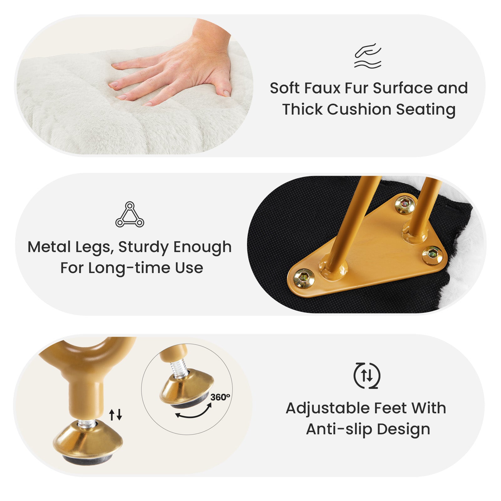 Stool Chair With Storage Space With Non-slip Feet for Powder Room, Bedroom