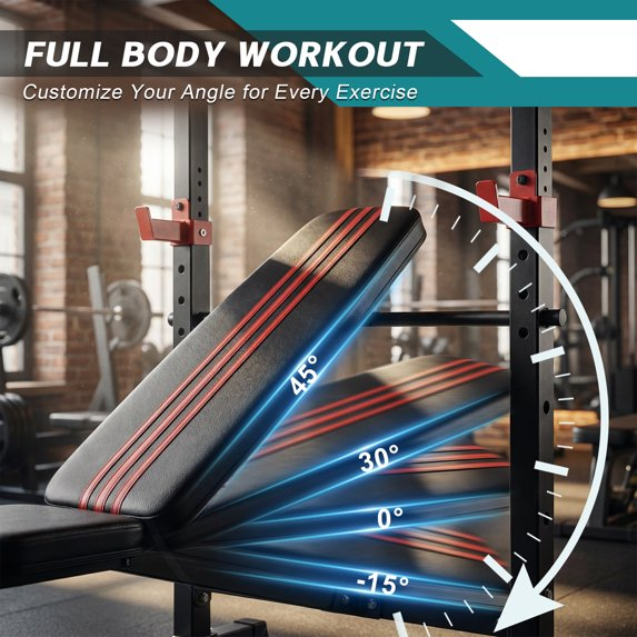 EDX Adjustable Weight Bench Set with Leg Extension & Curl, Foldable Home Gym Bench, Heavy-Duty 650 lbs Capacity, Multi-Position Backrest