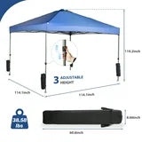 EDX 10ft x 10ft Pop Up Outdoor Canopy, One Push Setup Foldable Tent, Adjustable Height,Outdoor Sun/Rain Shade for Beach/Camping