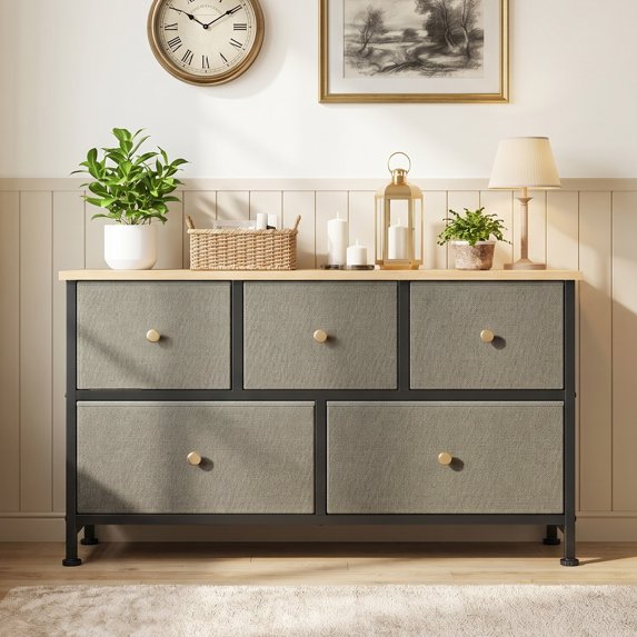 edx Drawer Fabric Dresser for Bedroom, Chest of Drawer Organizer Storage Cabinet for Closet, Entryway