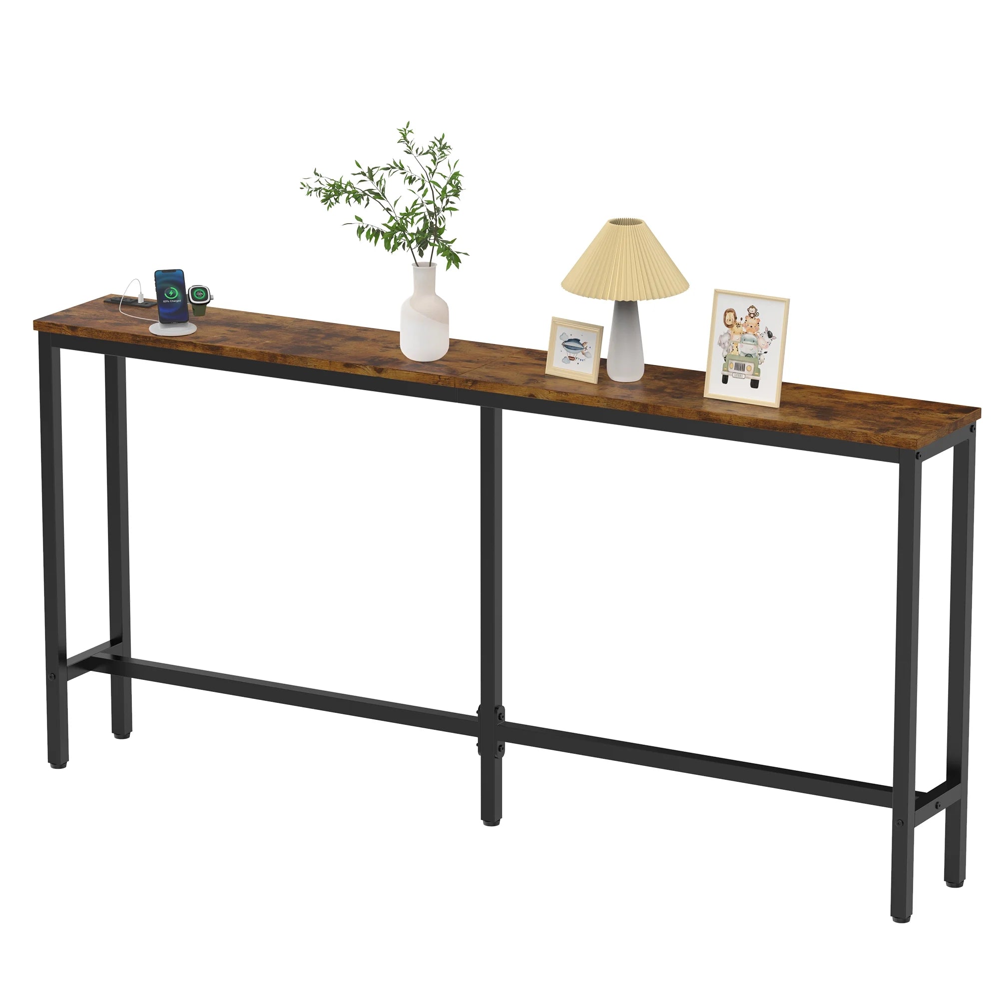 EDX Console Table Entryway Sofa Table with Power Outlets, Long Sofa Table for for Entryway, Hallway, Corridor