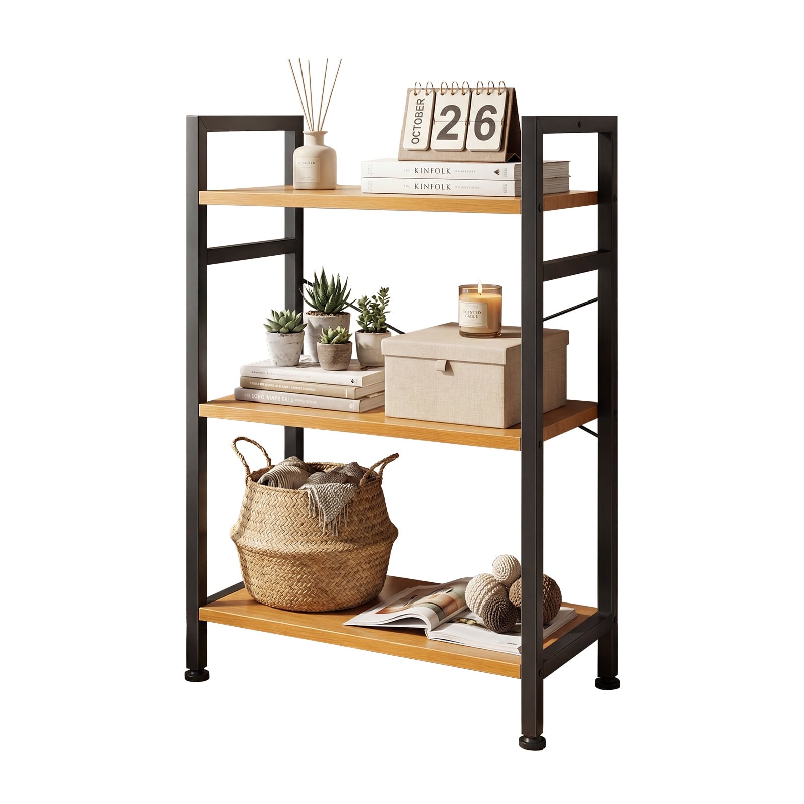 EDX Bookcase, Storage Shelf, Classic Modern Bookcase for CDs, Movies, Books, Industrial Bookcase for Home Office, Living Room, Kitchen, Bedroom