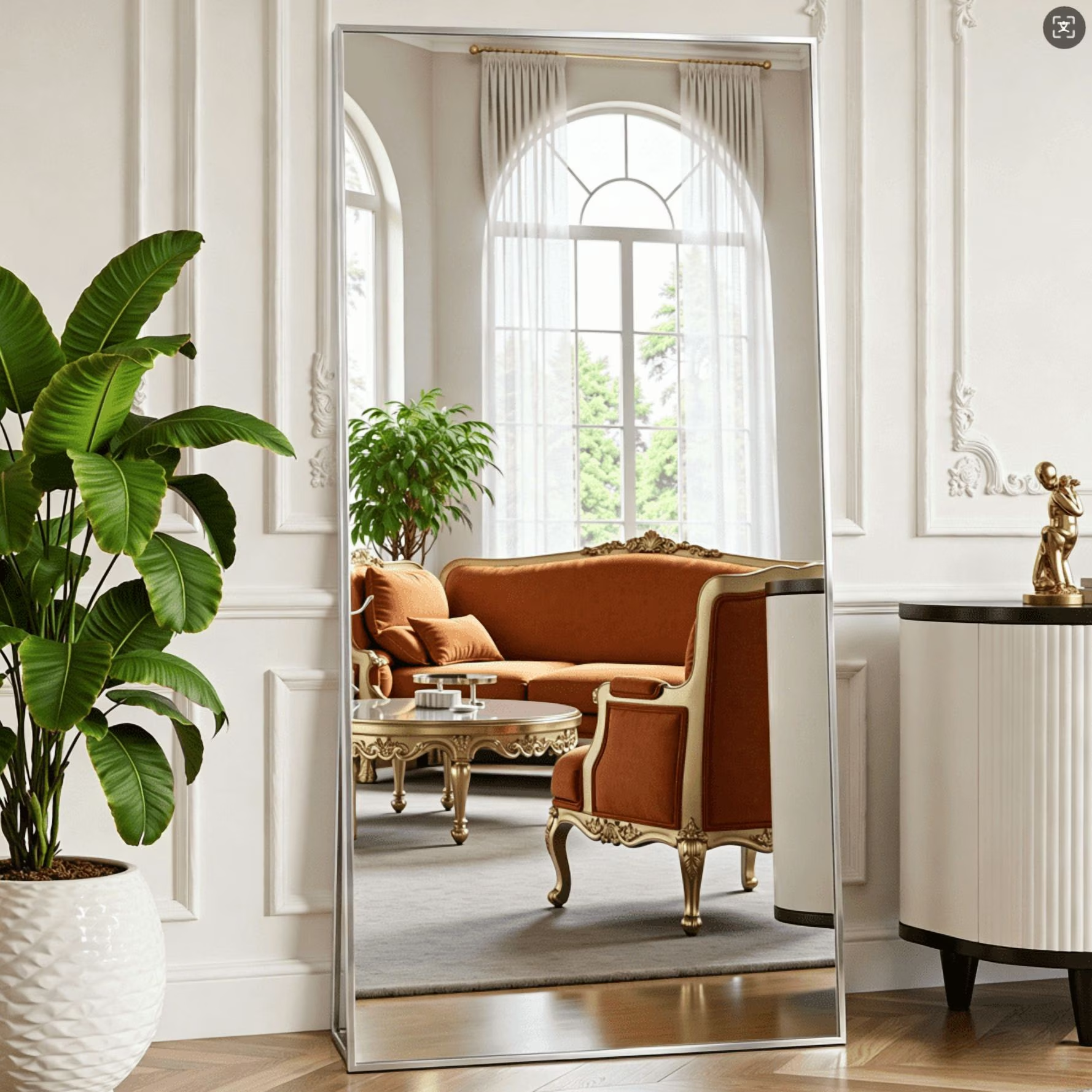 EDX Full Length Mirror Full Body Mirror Arched Free Standing Wall Mounted Leaning Hanging Floor Mirrors