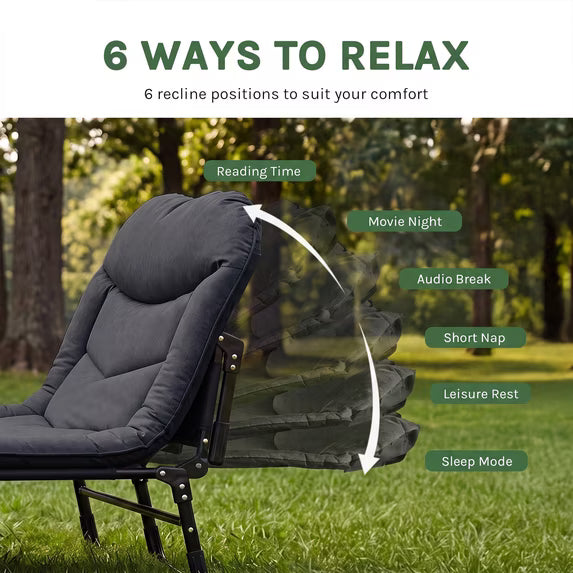 EDX 3-in-1 Folding Camping Recliner, Heavy Duty Portable Sleeping Cot for Camping, Travel and Indoor Use