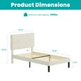 edx  Bed Frame with Height-Adjustable Upholstered Headboard, Crystal Buckle Accents, Beige
