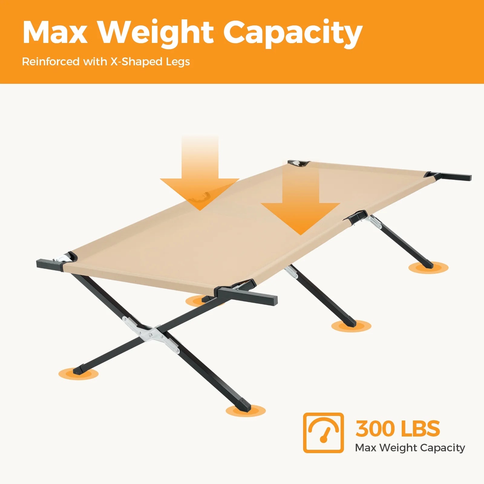 edx Collapsible Camping Adult Cot,  73" x 36"