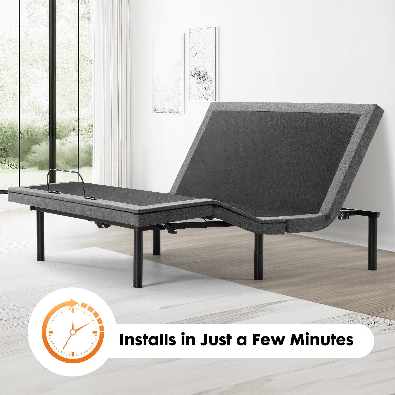 Adjustable Bed Frame, Individually Tilting Head and Foot with 2 USB Ports, Wireless Remote, Quiet Motor