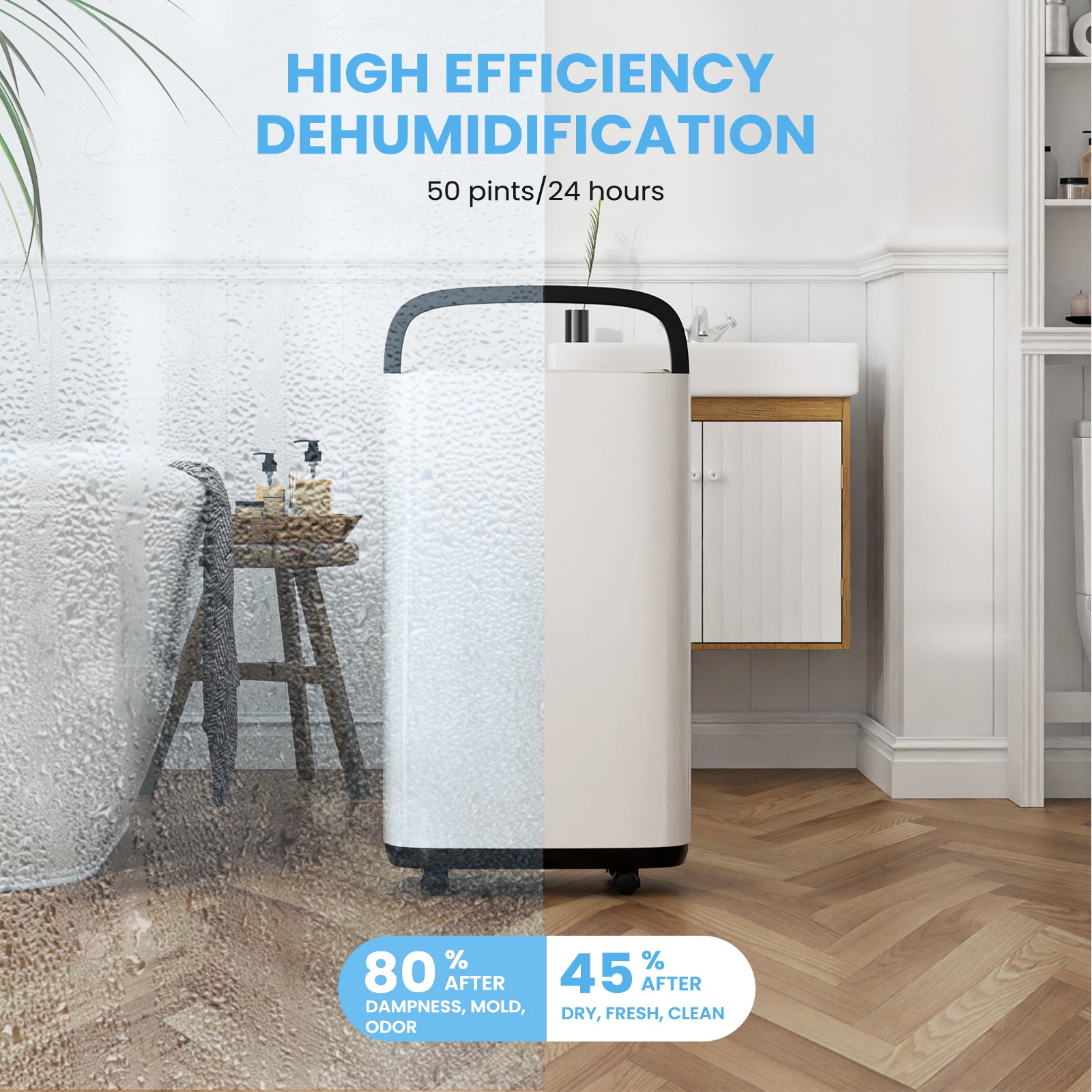 Mayoume 2,000 / 4500 Sq.Ft Energy Star Dehumidifier for Basement with Drain Hose, 30/50 Pint Portable Dehumidifiers for Home Bedroom Bathroom Large Room, Powerful Moisture Removal and Humidity Control