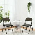 EDX  Folding Chairs with Padded Cushion and Back, Fabric Stackable Portable Chairs Set with Durable Steel Frame, for Home and Office, Conference, Wedding, Party, Garden