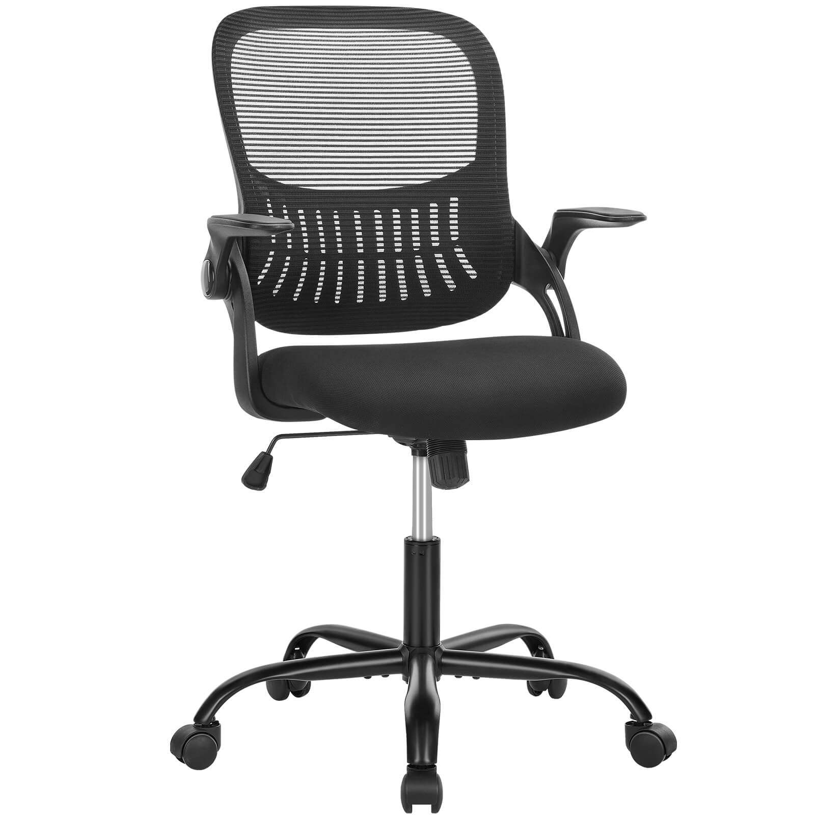 Office Computer Desk Chair-Ergonomic Chair with Wheels, Comfortable Lumbar Support, Comfy Flip-up Arms for Home, Office