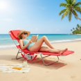 EDX Folding Adjustable Chaise Lounge Chair, Portable Beach Lounge Chair with Backpack Straps & Side Pocket for Outside, Patio, Poolside