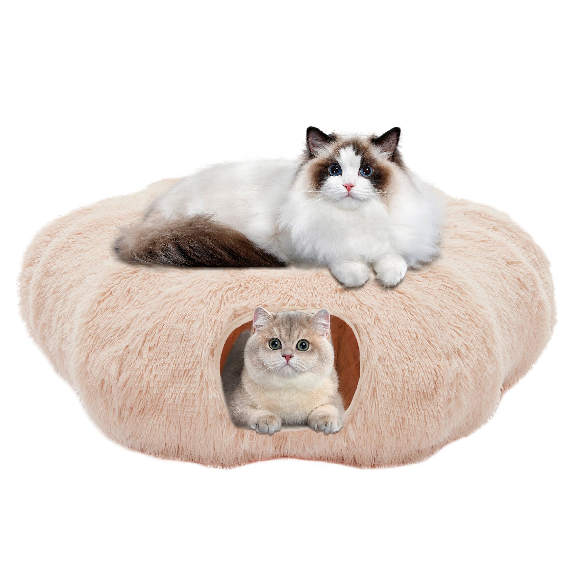 edx Cat Tunnel Bed for Indoor Cats, Under Christmas Tree Soft Plush Peekaboo Cat Cave Donut Tunnel, Washable Multifunctional Playground Toys Hideplace for Kittens, Rabbit, Ferret