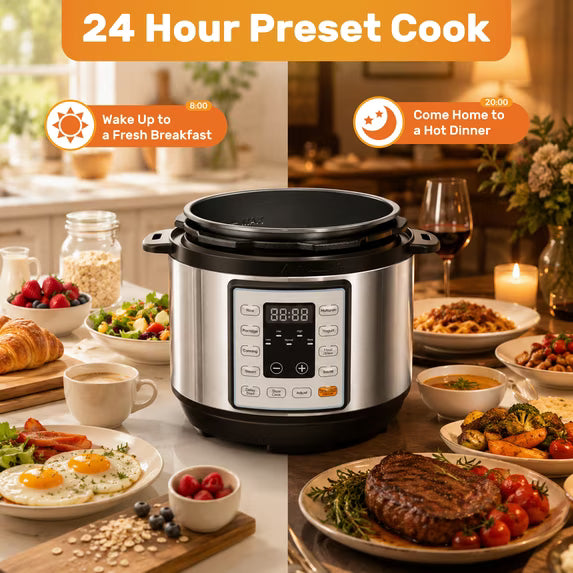 edx  Electric Pressure Cooker,Multi-Function Features Stainless Steel Pot with 8 Functional Modes & Programmable Timer