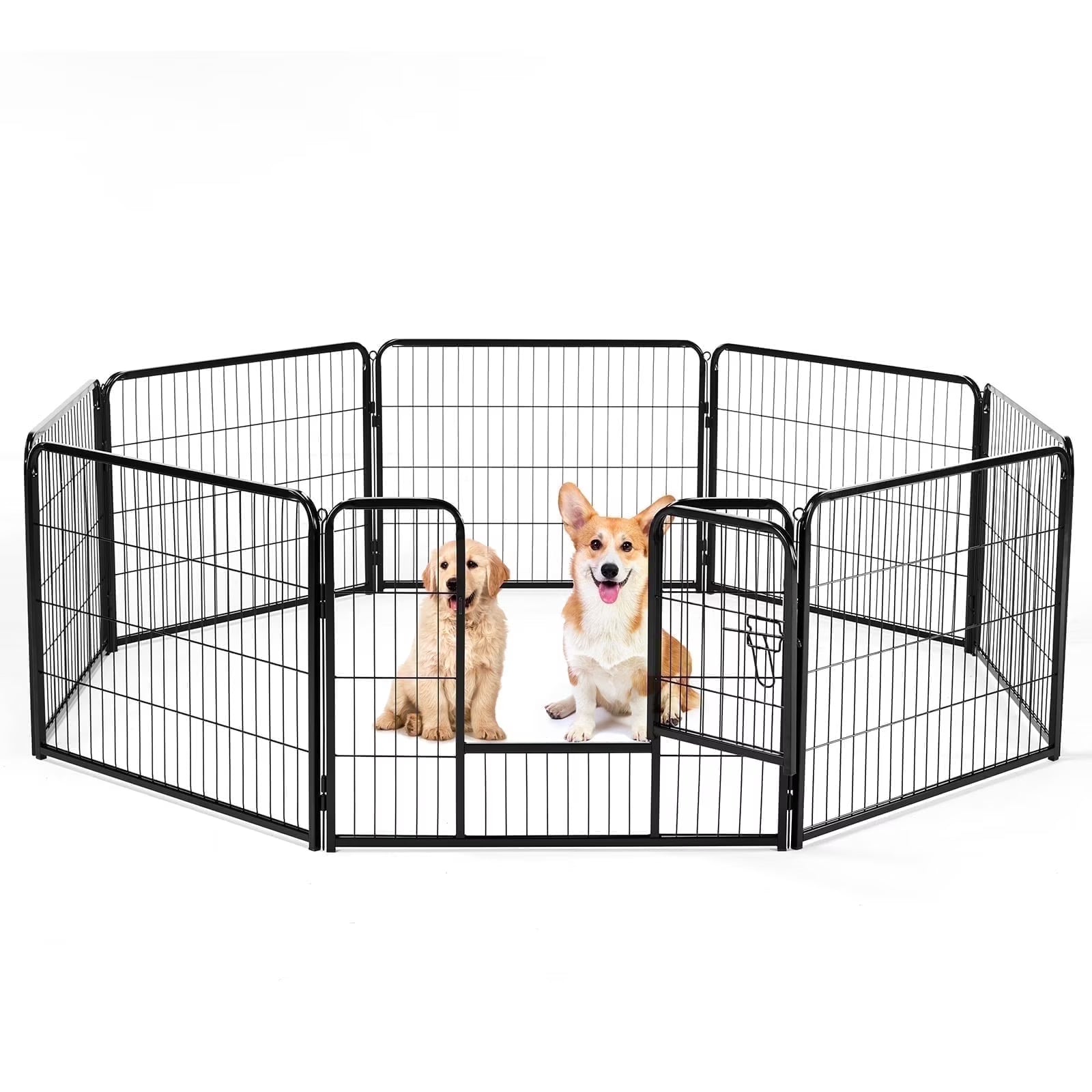 edx Dog Playpen - Collapsible Portable Pet Pen, High Metal Sport Puppy Pen with Gate for Garden, Patio, RV Camping