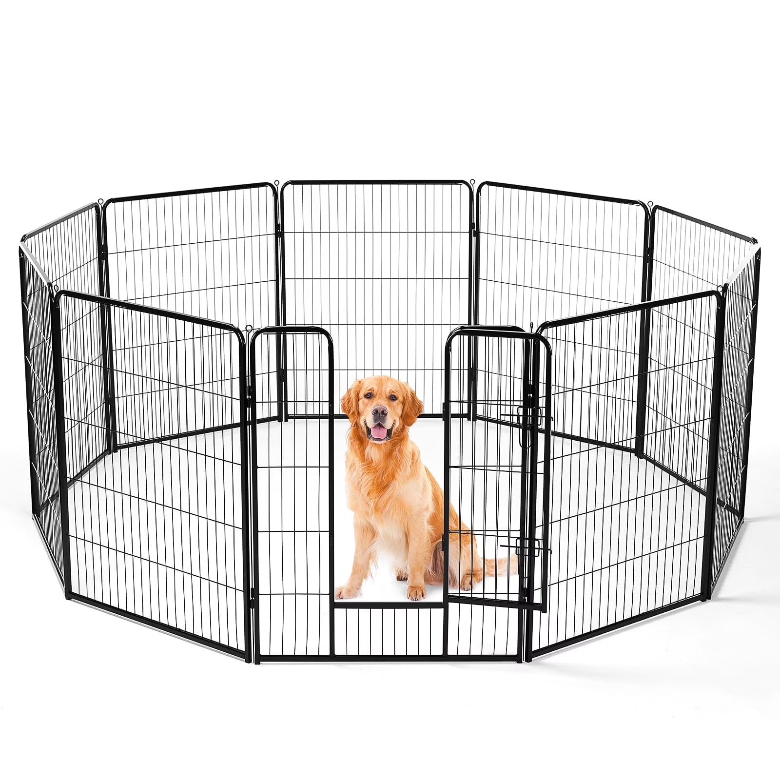 edx Dog Playpen - Collapsible Portable Pet Pen, High Metal Sport Puppy Pen with Gate for Garden, Patio, RV Camping